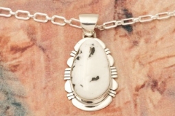 Genuine White Buffalo Turquoise Sterling Silver Pendant